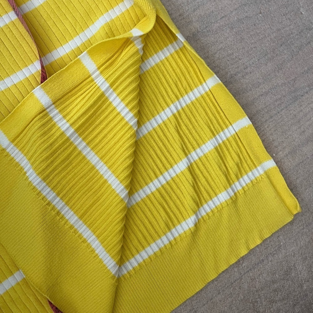 [M]Banana Republic Knit Stripe Sleeveless Dress Yellow White Side Slit - Picture 3 of 8